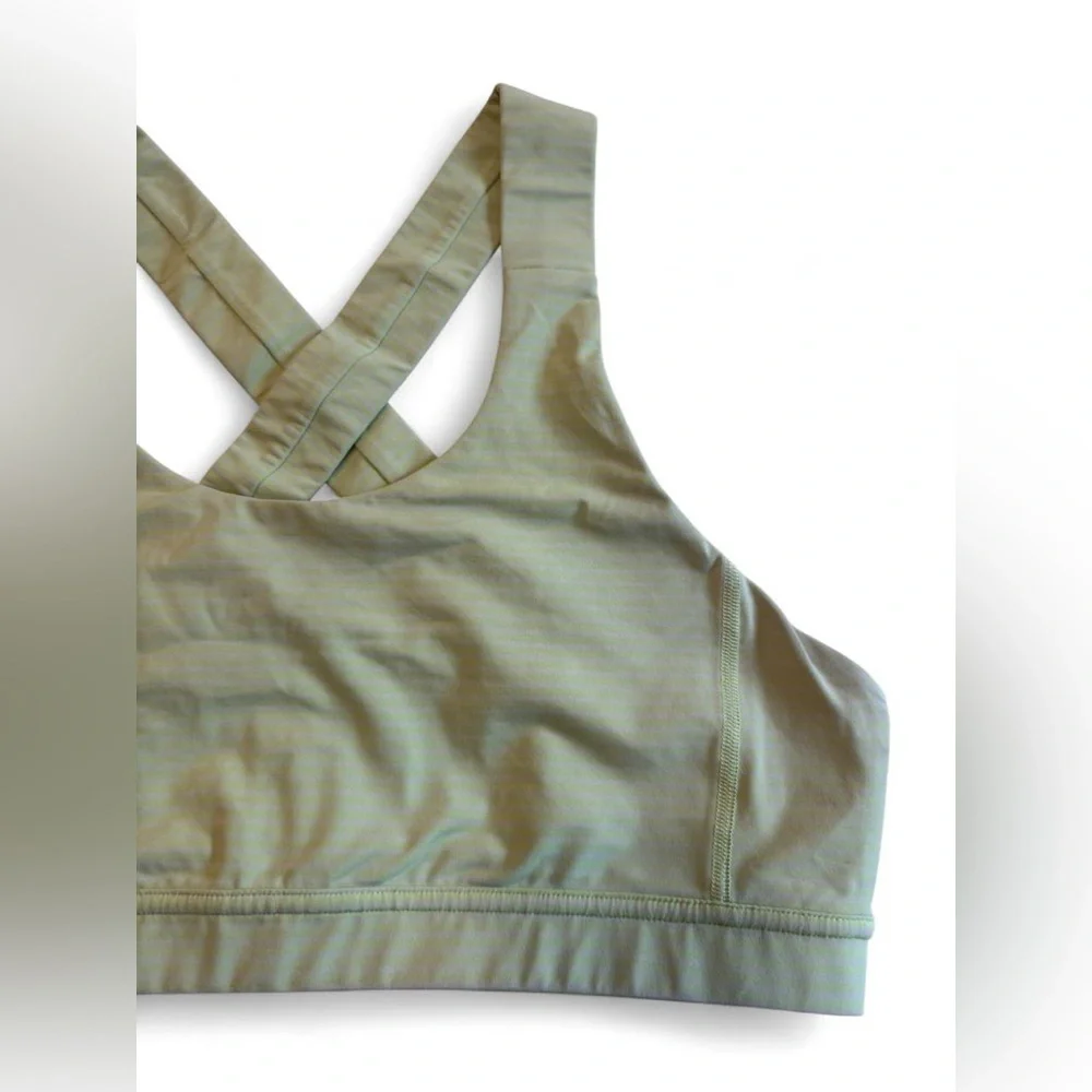 ✅ Lululemon All Sport Bra Adjustable Hyper Stripe Mint Zest Medium Support